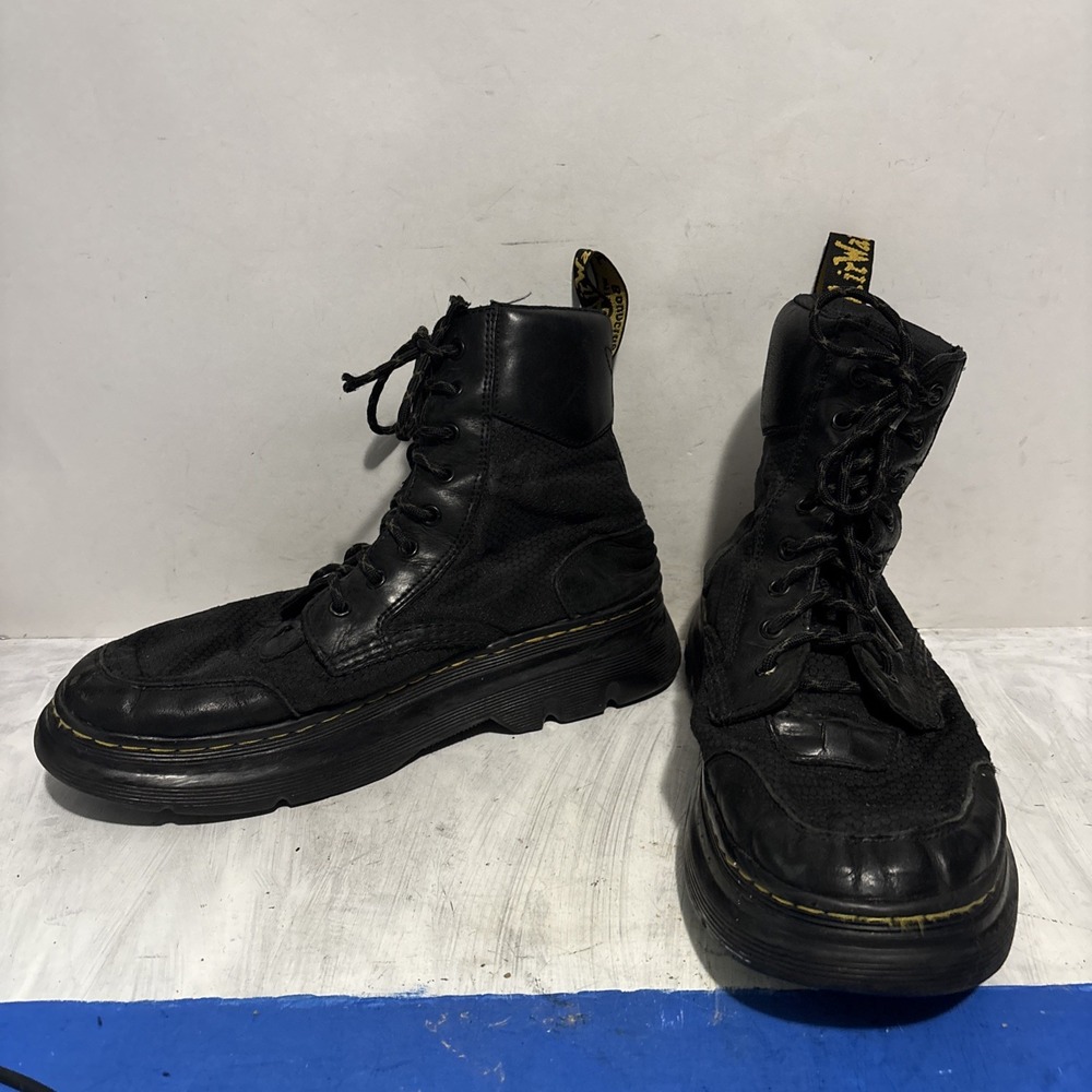 Dr Martens Tarik Black Leather Utility Combat Boots Mens 10 Womens 11